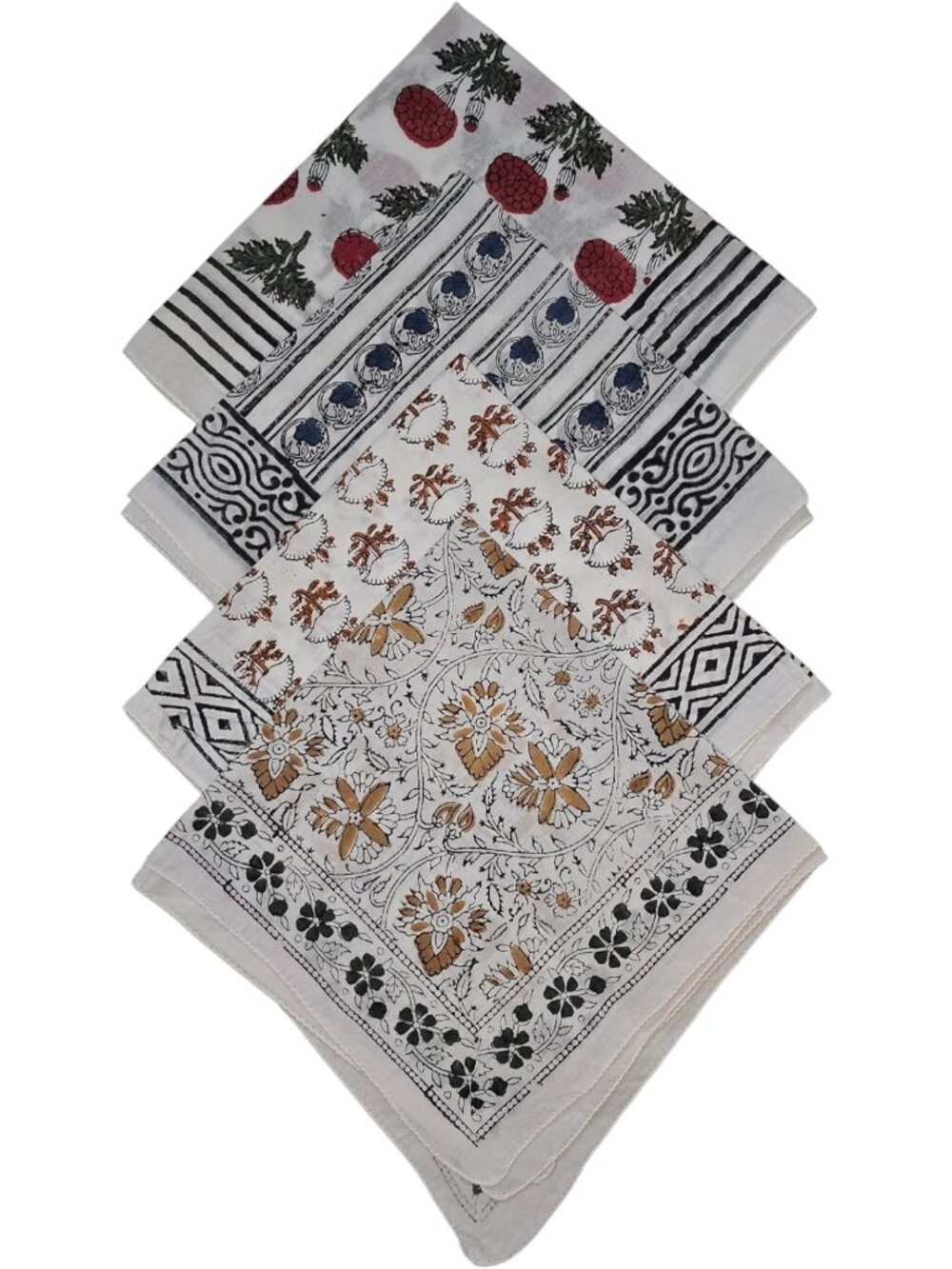 Set of 4 Cotton Bandanas for Men & Women - Versatile Headbands & Hair Scarves